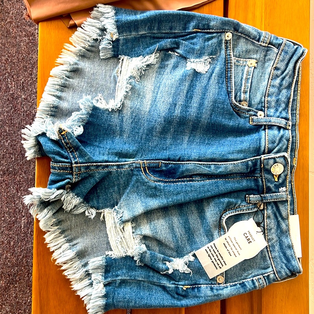 High Waisted Frayed Hem Denim Shorts - NWT
